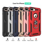 Wholesale iPhone 8 Plus / 7 Plus Tech Armor Ring Grip Case with Metal Plate (Black)